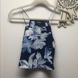 Lulus blue floral crop top